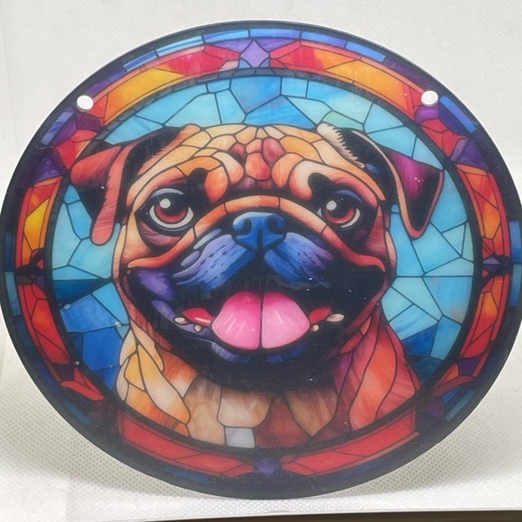 Suncatcher Pug Acrylic Pet Dog Decoration Window Home Decor Gift Idea 6” - Picture 3 of 3